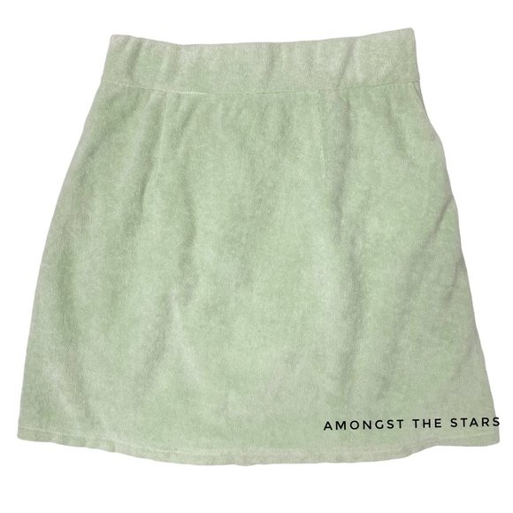 DANNIJO Green & White Button Terry Cloth Wrap Mini Skirt - Picture 10 of 10